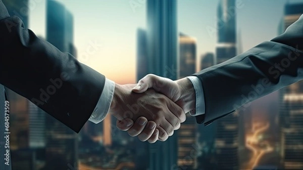 Obraz business handshake on the background of the city