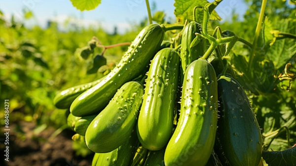 Obraz growing cucumbers in the garden