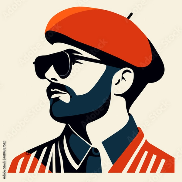 Obraz Hipster Harmony: Vector Portrait of the Cool Beatnik
