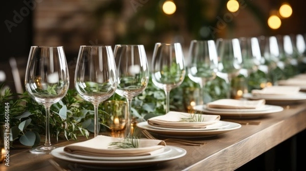 Obraz Table Setting Empty Glasses , Background HD, Illustrations