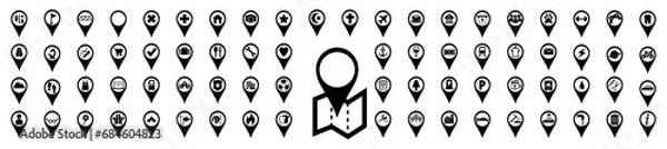 Fototapeta location pin map sign, location mark icon pack, 50 set