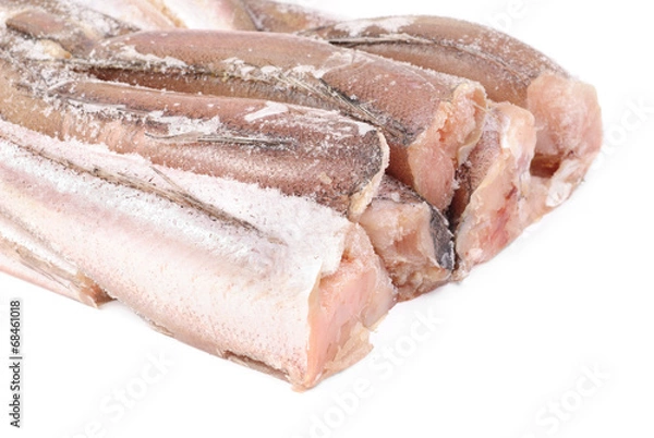 Obraz frozen fish hake isolation on white