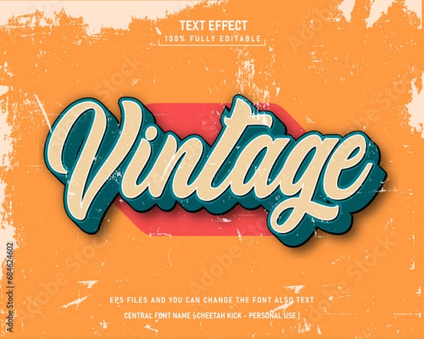 Fototapeta Vintage script editable text effect template