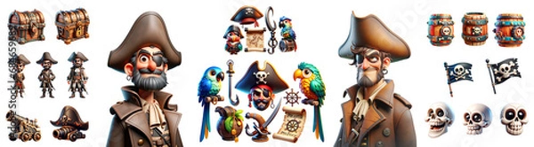 Obraz Pirate cartoon 3D set