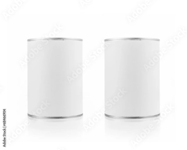 Obraz various white tin can on white background.