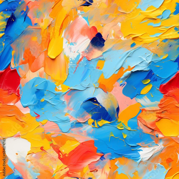 Obraz Seamless pattern of palette knife strokes red, blue, orange