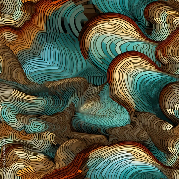 Obraz Seamless pattern of green and brown waves