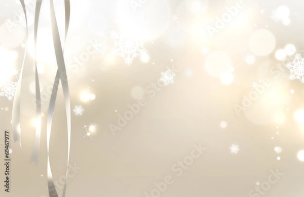 Fototapeta Sparkling and shiny Christmas abstract background with streamers