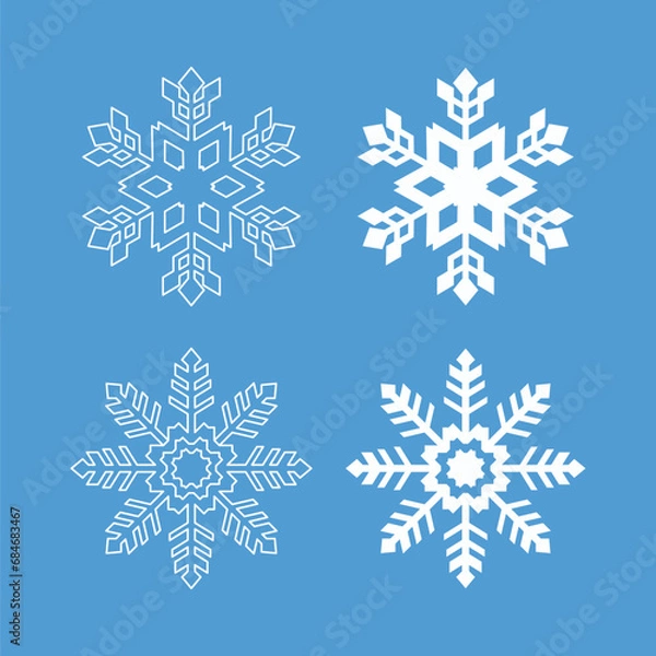 Obraz ice crystal snowflake element set isolated icon outline design winter vector
