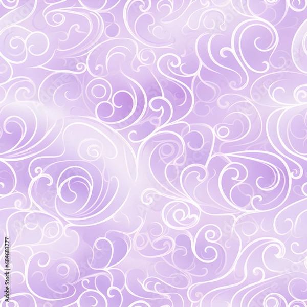 Fototapeta extremely colurful and whimsicle swirly and flowery background, love shape,subtle purple tone 