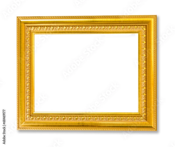 Fototapeta Vintage Golden frame with empty space isolated on white backgrou