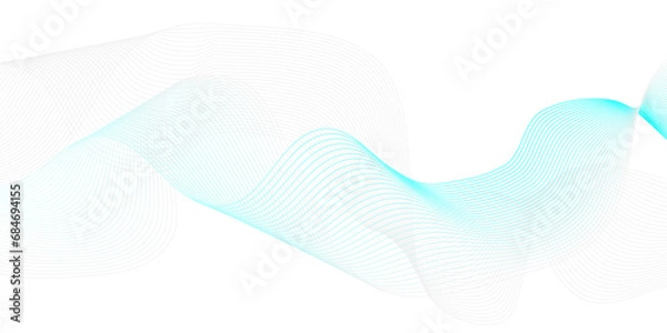 Fototapeta Modern seamless abstract blue wave geometric Technology, data science frequency gradient lines on transparent background. Isolated on white background. blue and white wavy stripes background.
