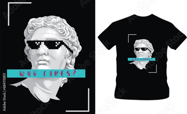 Obraz Graphic t-shirt design, typography slogan with antique statue ,vector illustration for t-shirt. ready to print