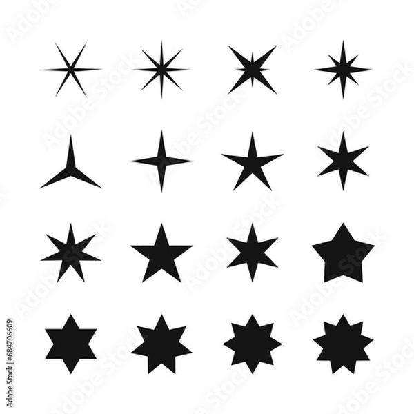 Fototapeta Star icon set. Set of different shape stars icons design.