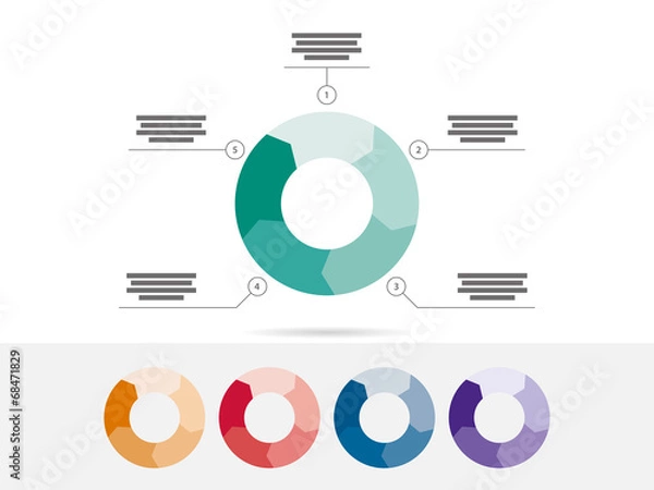 Fototapeta Five sided presentation infographic diagram vector