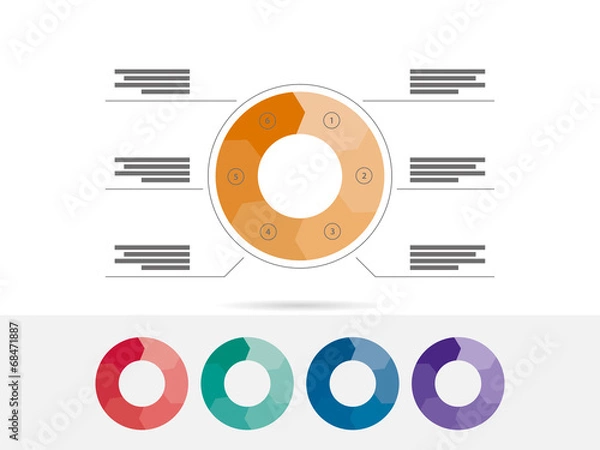 Fototapeta Six sided presentation infographic diagram chart vector