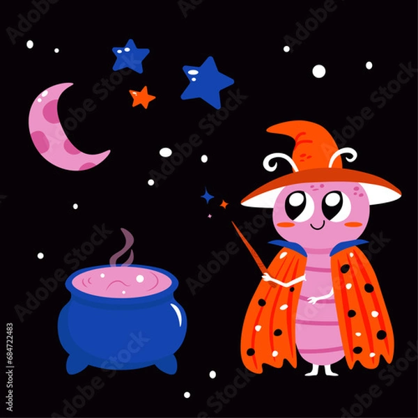 Obraz Clipart set of cute bug insect with bowler hat