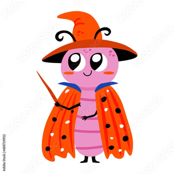 Fototapeta Cute character insect wizard