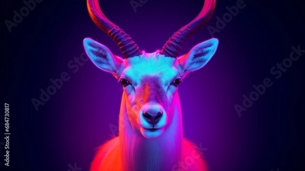 Obraz Addax animal neon Color illustration AI Generated pictures