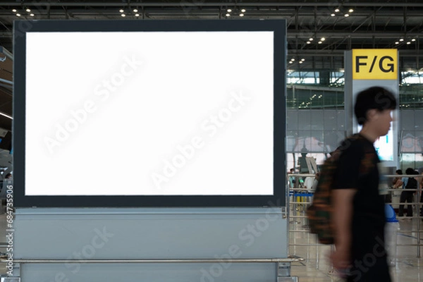 Fototapeta Blank billboard in the airport for advertisement or display your product.
