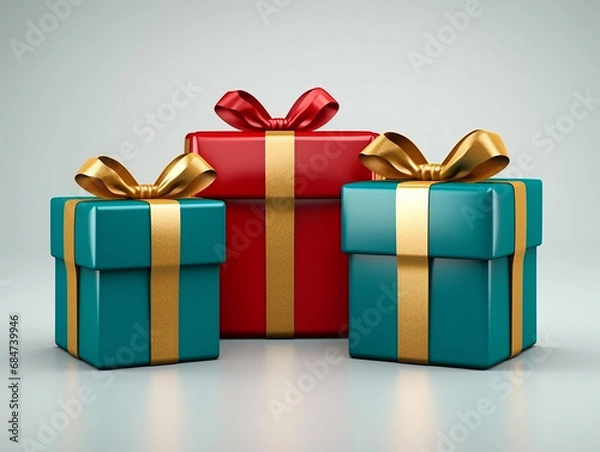 Obraz presentes de natal em fundo branco 