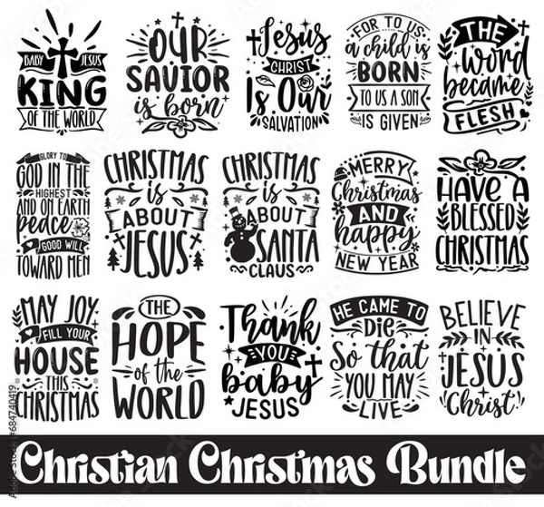 Fototapeta Christian Christmas Design Bundle, Christian svg design, jesus svg design, jesus bundle, inspirational svg, inspirational svg design, Christian Christmas Quote Design