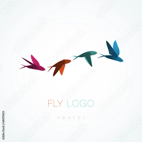 Fototapeta Origami flying swallow vector