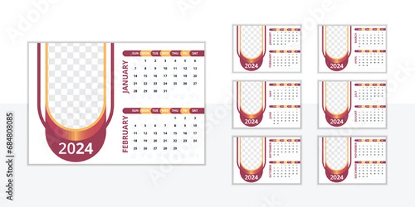 Obraz Attractive desk calendar design template 2024