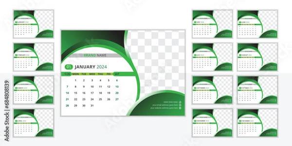 Obraz Attractive desk calendar design template 2024