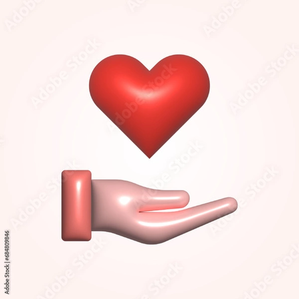Obraz 3D hand and heart composition