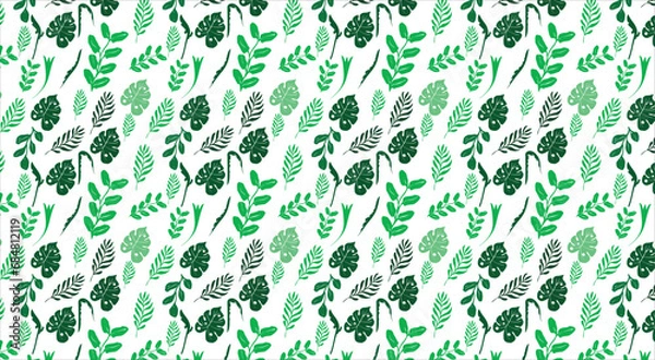 Obraz green leaves seamless pattern