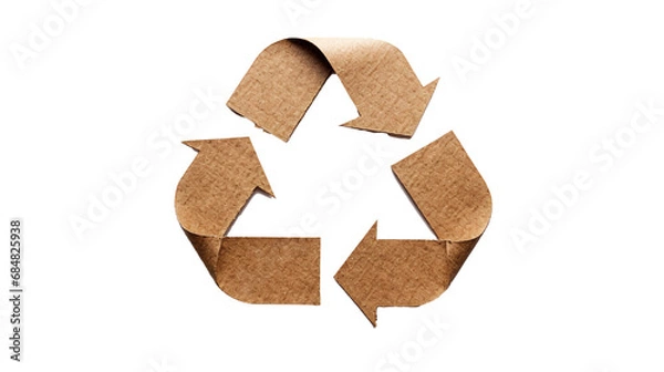 Fototapeta Cardboard recycling symbol isolated on white background,PNG image with background removed, created with Generative Ai technology.