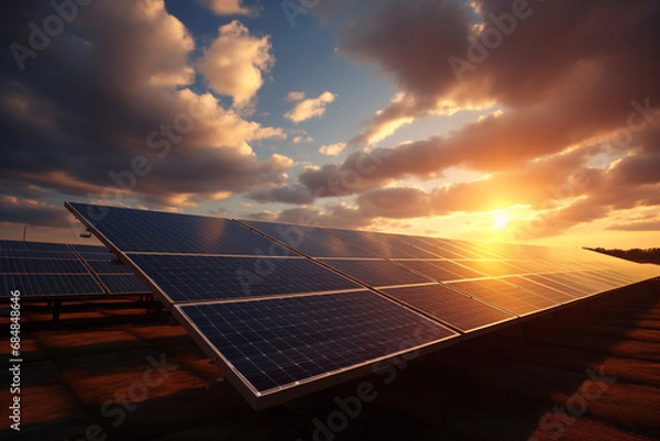 Fototapeta A solar cell is a photovoltaic module that collects sunlight and uses it to generate electricity sun wind and solar systems nature beautiful alternative global ecology energy.