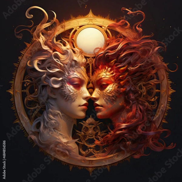 Obraz The astrological combination of sun conjunct chiron in zodiac sign gemini