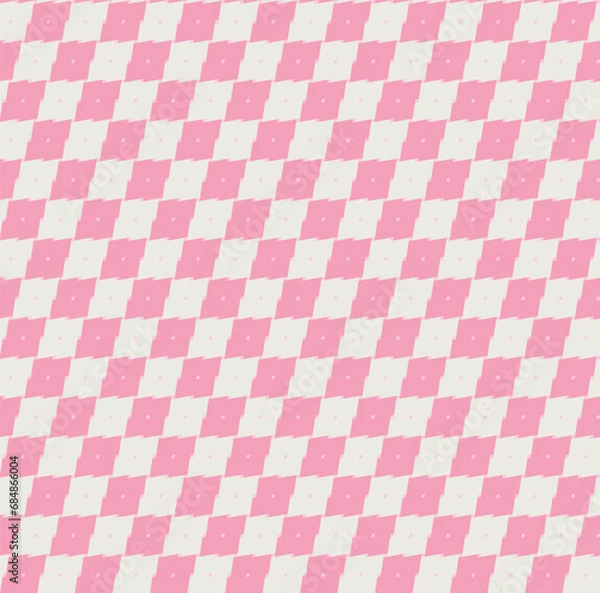 Obraz Pink diagonal pixelated checkerboard print pattern. Vector seamless pattern