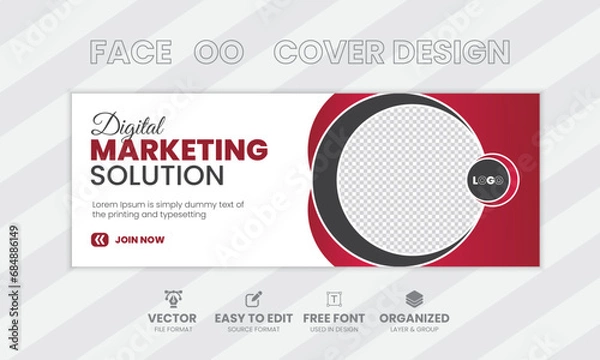 Obraz simple and minimal corporate facebook cover design.