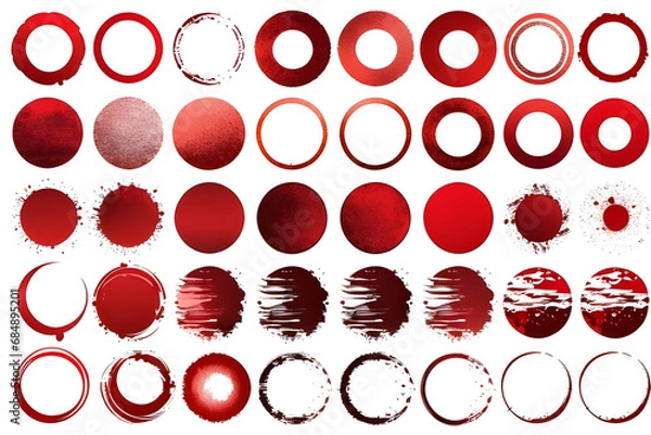 Fototapeta Detached on White Background Style Red Ink Brush One: Art of Texture generative ai
