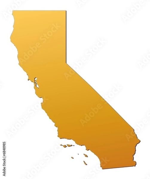 Fototapeta Mapa Kalifornii (USA) wypełniona pomarańczowym gradientu