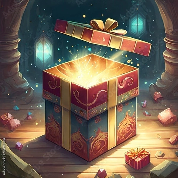 Obraz Opened gift box vector for app or concept
