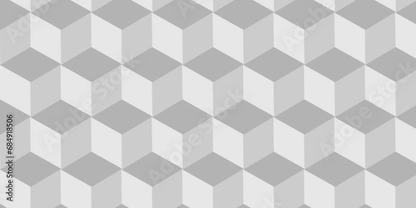 Obraz Abstract white cube triangle geometric square seamless background. Seamless blockchain technology pattern. Vector illustration pattern with blocks. Abstract geometric design print of cubes pattern.