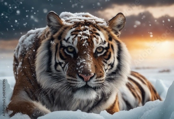 Fototapeta siberian tiger in snow