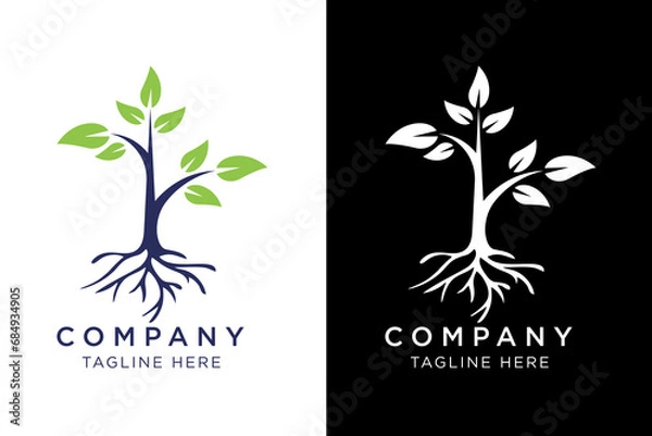 Fototapeta simple tree root logo