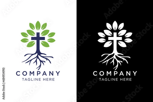 Fototapeta simple rooted cross logo