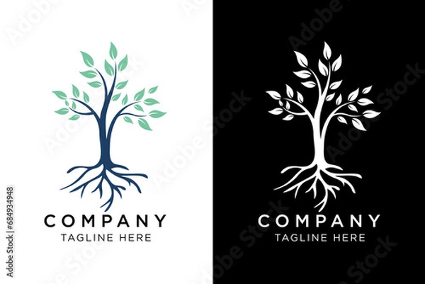 Fototapeta simple rooted tree branch logo