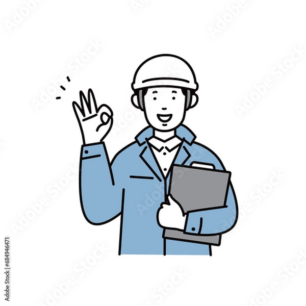 Obraz グッドサインを出す男性作業員のイラスト素材