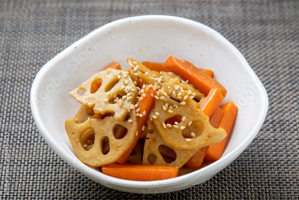 Obraz にんじんとれんこんのきんぴら。
