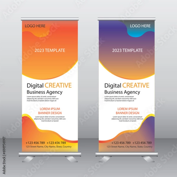 Fototapeta Business Roll up banner vertical template design, for brochure, business, flyer, infographics. modern x-banner and flag-banner advertising. vector illustration
