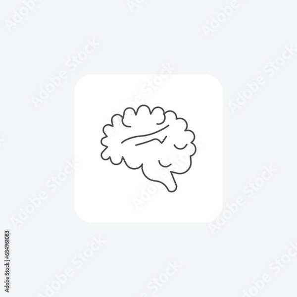 Fototapeta Brain Icon,Brain Anatomy, Neurological Health, Brain Symbol thin line icon, grey outline icon, pixel perfect icon