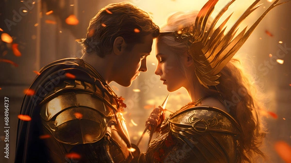 Fototapeta 에로스에게 화살을 쏘라고 명령하는 아프로디테