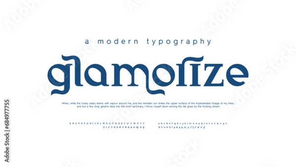 Fototapeta Trendy display typeface bold serif. Modern vintage alphabet collection. Uppercase, lowercase, stylish alternate typography. Vector illustration